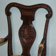 Heavily Carved Anglo-Indian Wooden Armchair