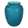 Vase « biches » en cristal par lalique – bleu