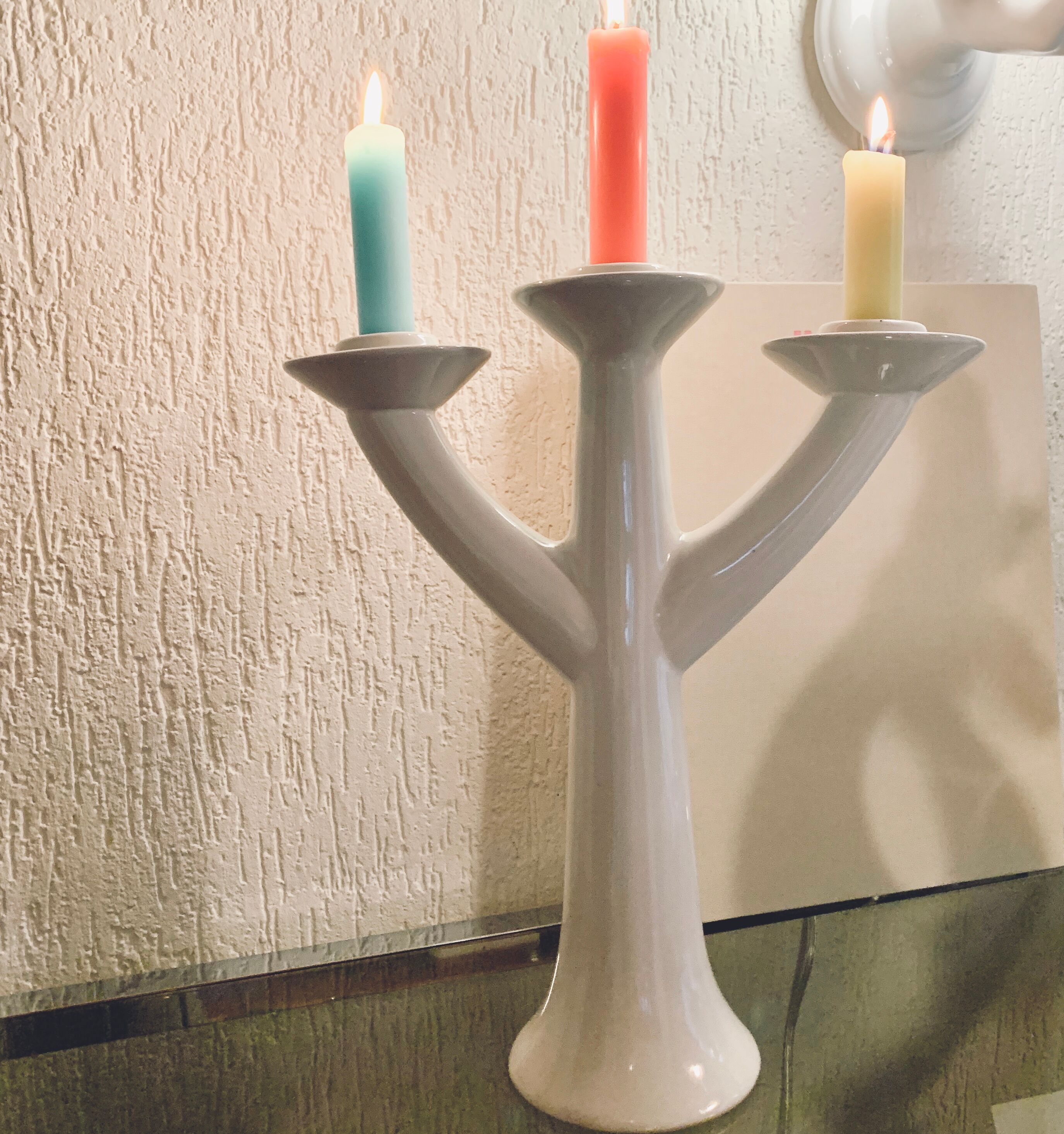 Swedish chandelier white ceramic 3 fires