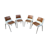 Suite of 4 chairs Design of Showroom Allibert 1970 Vintage faux metal and plastic shell