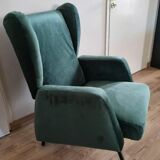 Vintage velvet green armchair with ears