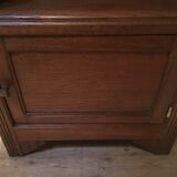Bedside solid oak and brown marble
