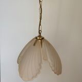 Frosted glass pendant lamp and shell brass