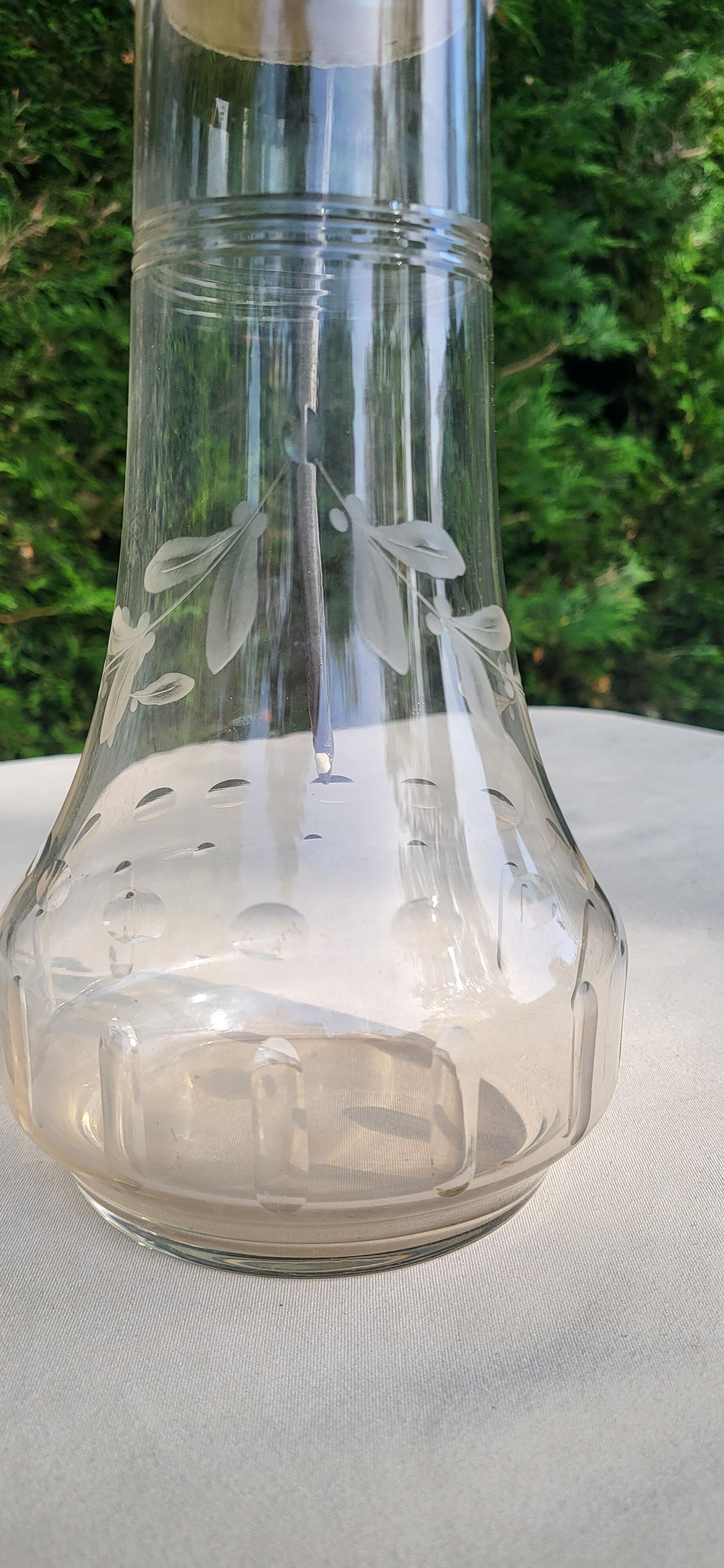 Pair of crystal and pewter jugs