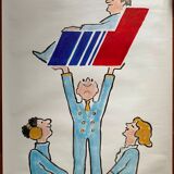 Original poster "Air France Attitude Plus" Raymond Savignac 59x80cm 1986