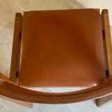 Leather and wood chair 70's