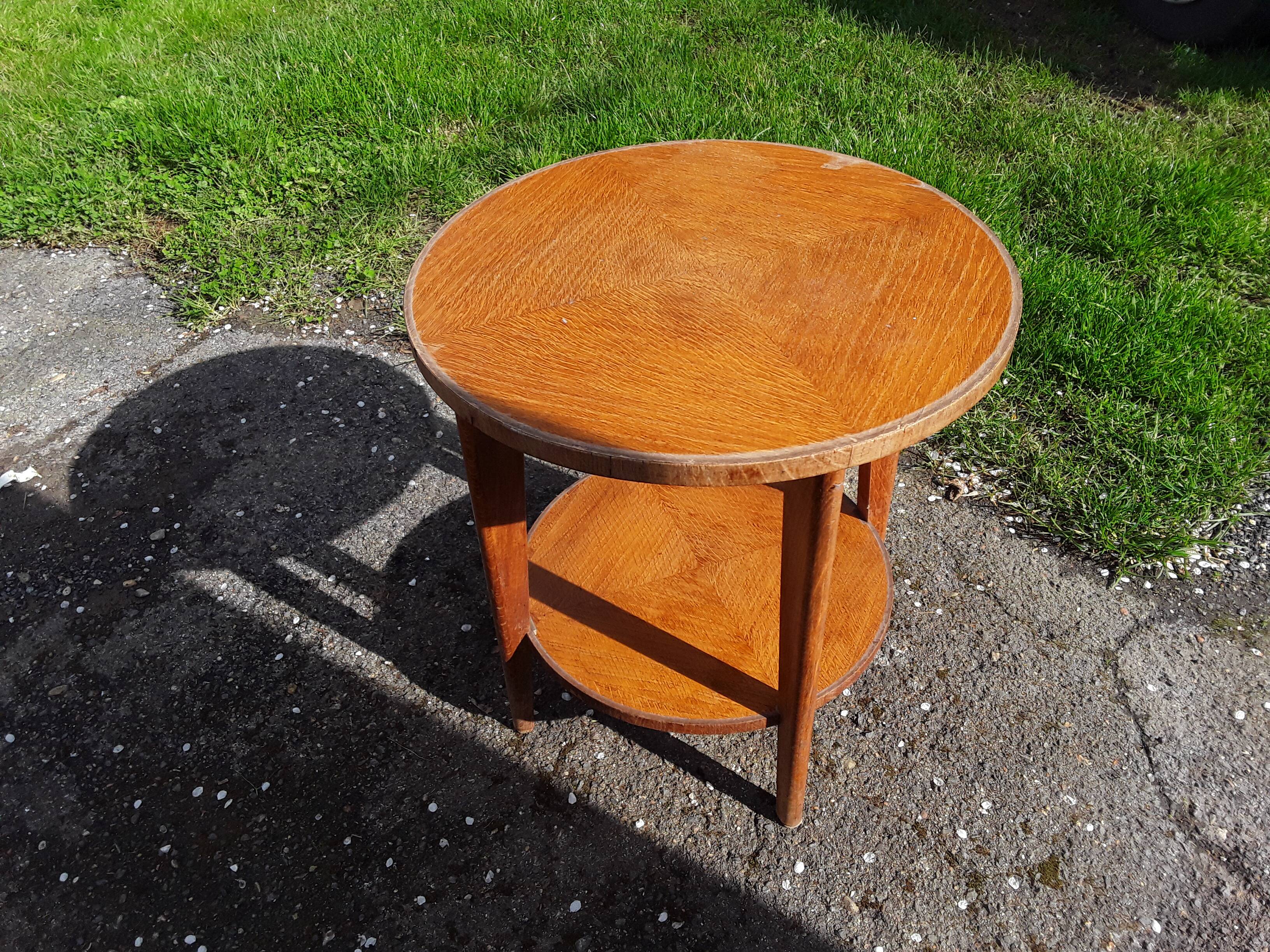 Gueridon vintage placage chêne