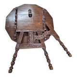 Antique tripot carved folding table / Netherlands / oak / 19th century circa 1880