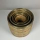 Set of 5 rattan pencil reed and brass plant holder baskets, Italy 1970s