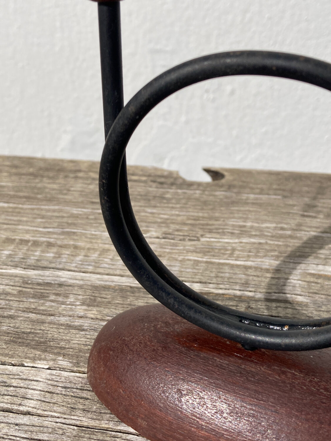 Pair of Scandinavian candlesticks in wood and metal Denmark