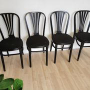 Set of 4 Vintage Black Wooden Dining Chairs: STOL Kamnik, 70s, Yugoslavia