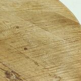 Brutalist Solid Oak Round Coffee Table 1970s