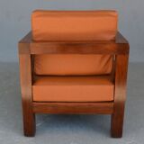 Paire de fauteuil époque 1940 simili cuir d'autruche havane