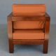 Pair of armchair era 1940 imitation aluminum leather of ostrich havana