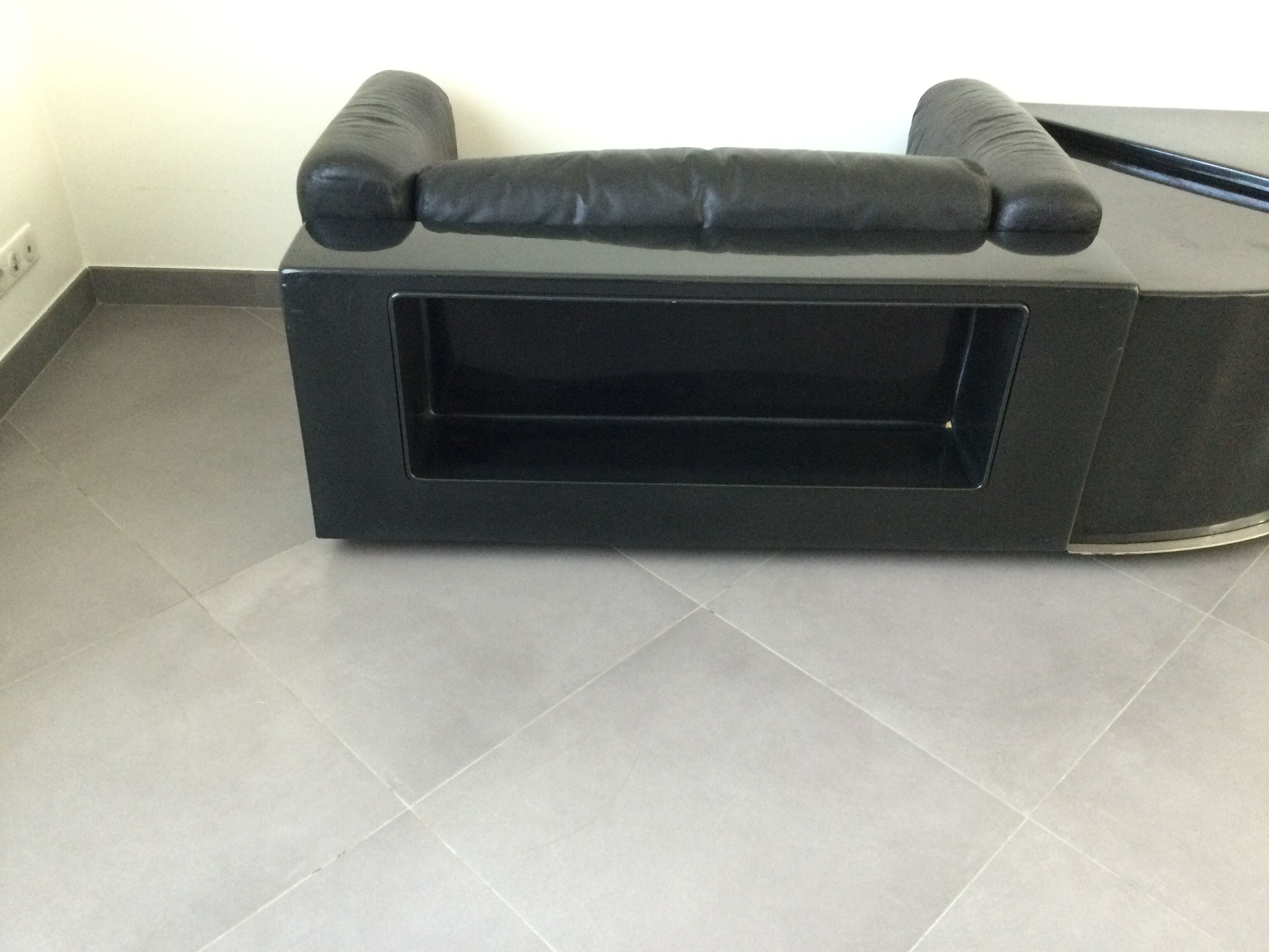 Canapé gradual lounge cuir noir Cini Boeri - knoll/gavina