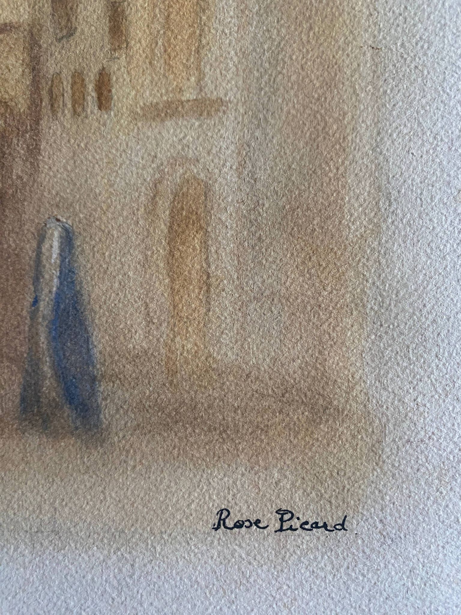 Original watercolor painting "Orientalist View of Medina" signed Rose Picard