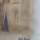 Original watercolor painting "Orientalist View of Medina" signed Rose Picard