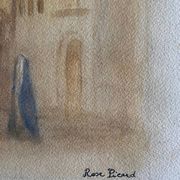 Original watercolor painting "Orientalist View of Medina" signed Rose Picard