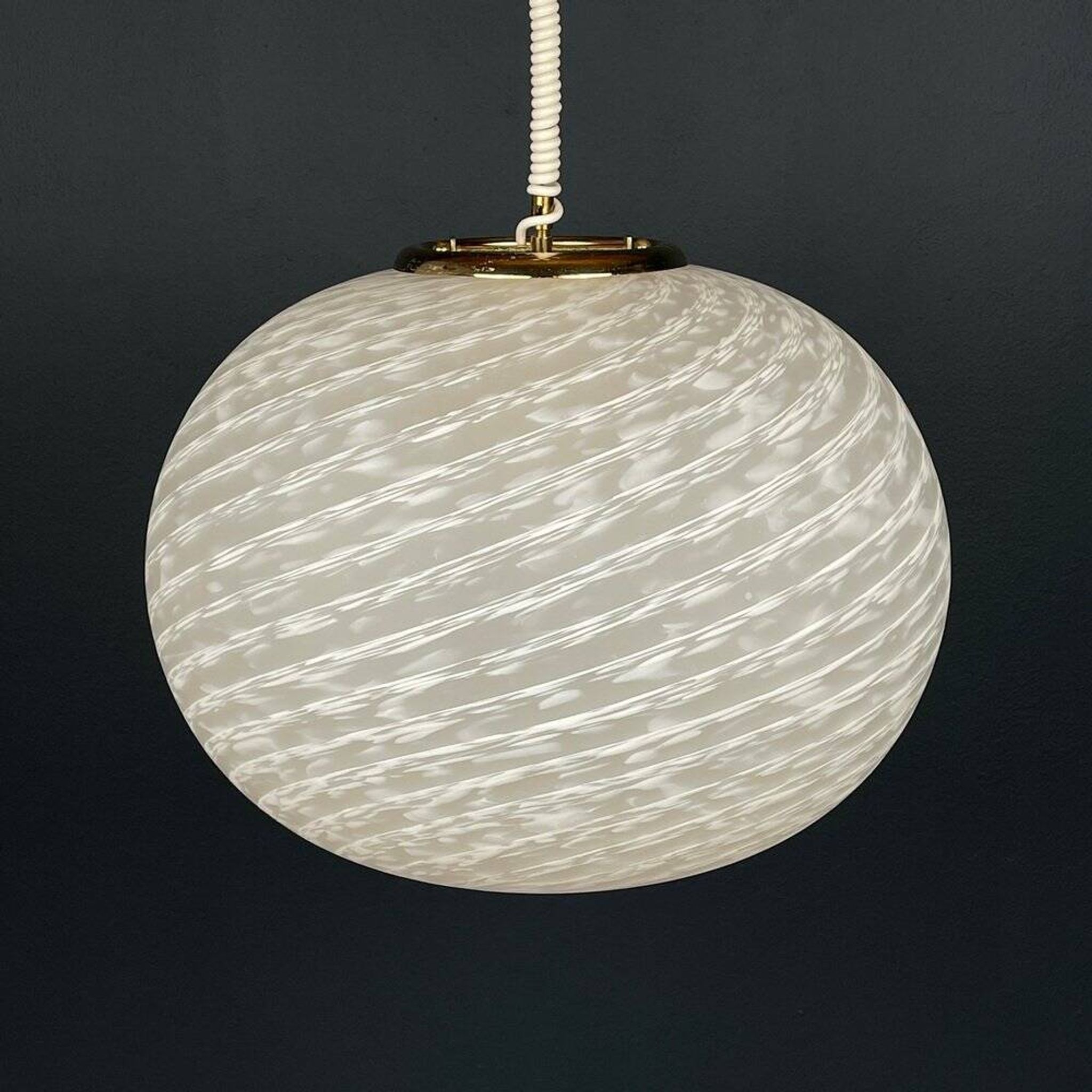 Large swirling Murano glass pendant lamp from Vetri Murano, Italy, 1970s.