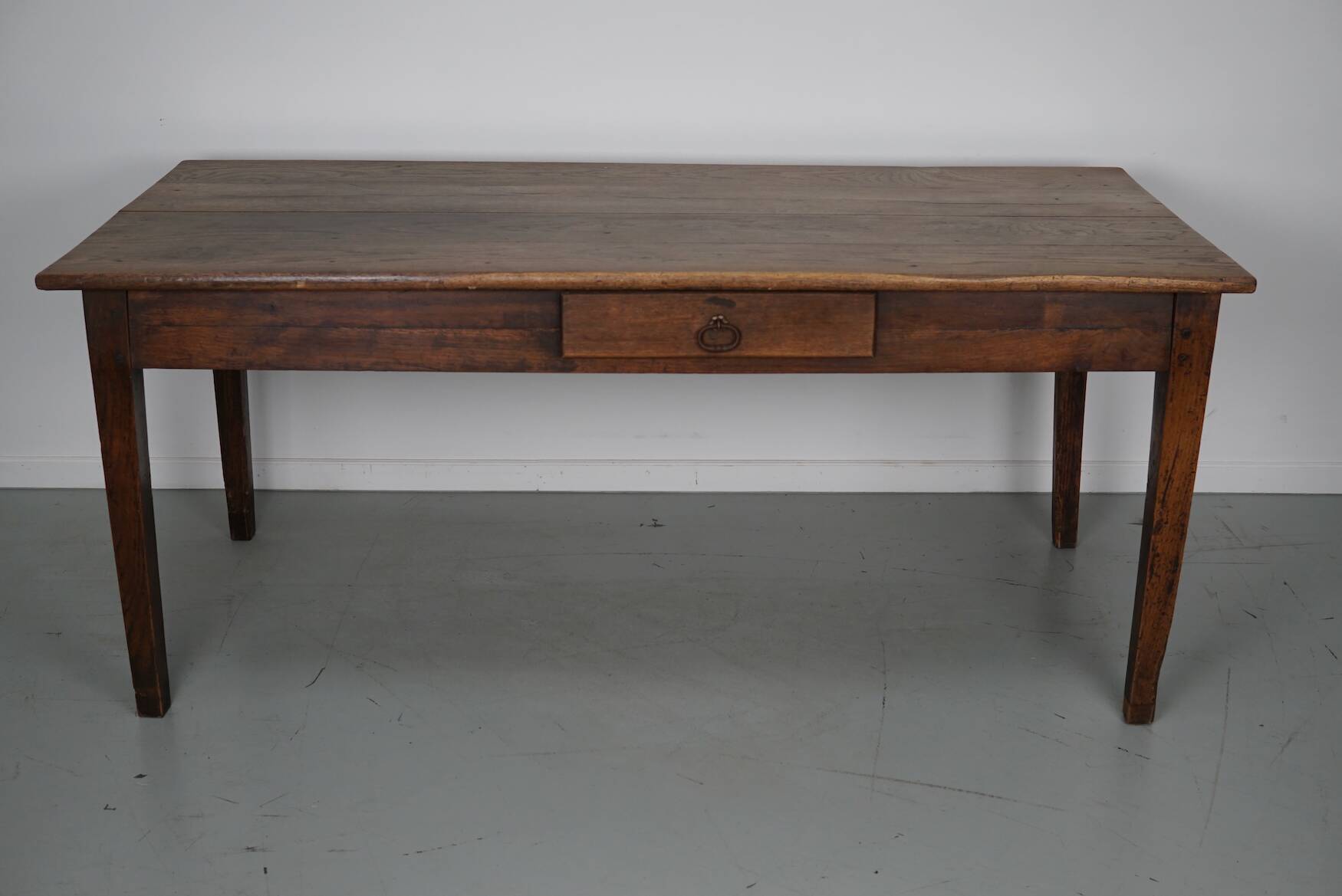 Antique Oak 19th Century French Rustic Farmhouse Dining Table