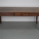 Table de salle à manger de ferme rustique française du 19ème siècle en chêne antique