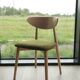 Natural Dining Chair with green upholstery, new modern design vintage style