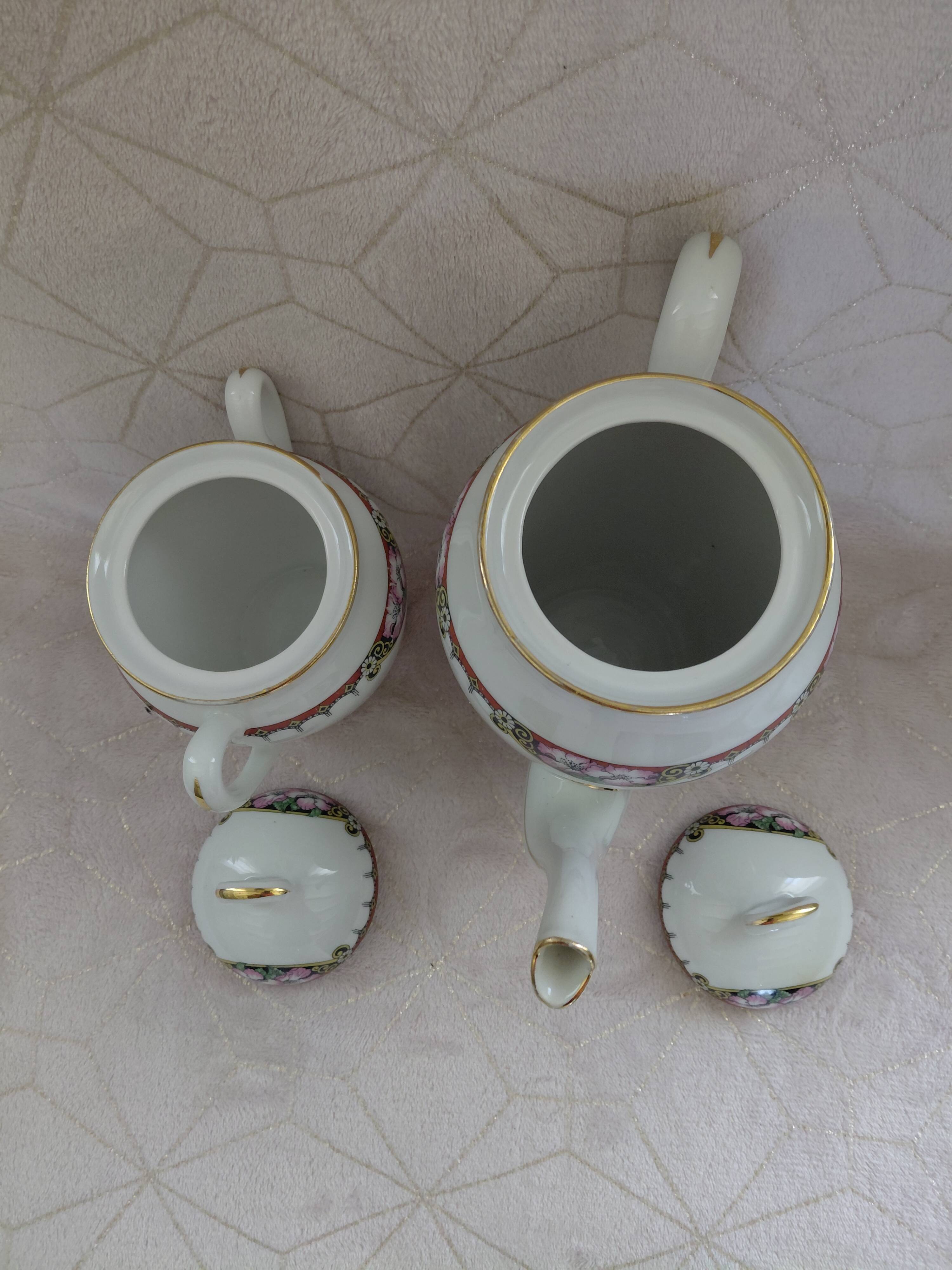 Théière et sucrier en porcelaine de Limoges