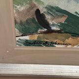 Original Mid Century Swedish Oil On Canvas – “Abstract Forest” By Gustav‑Adolf Johansson – Vintage & Framed – 62 × 48 Cm (24.4" × 18.9")