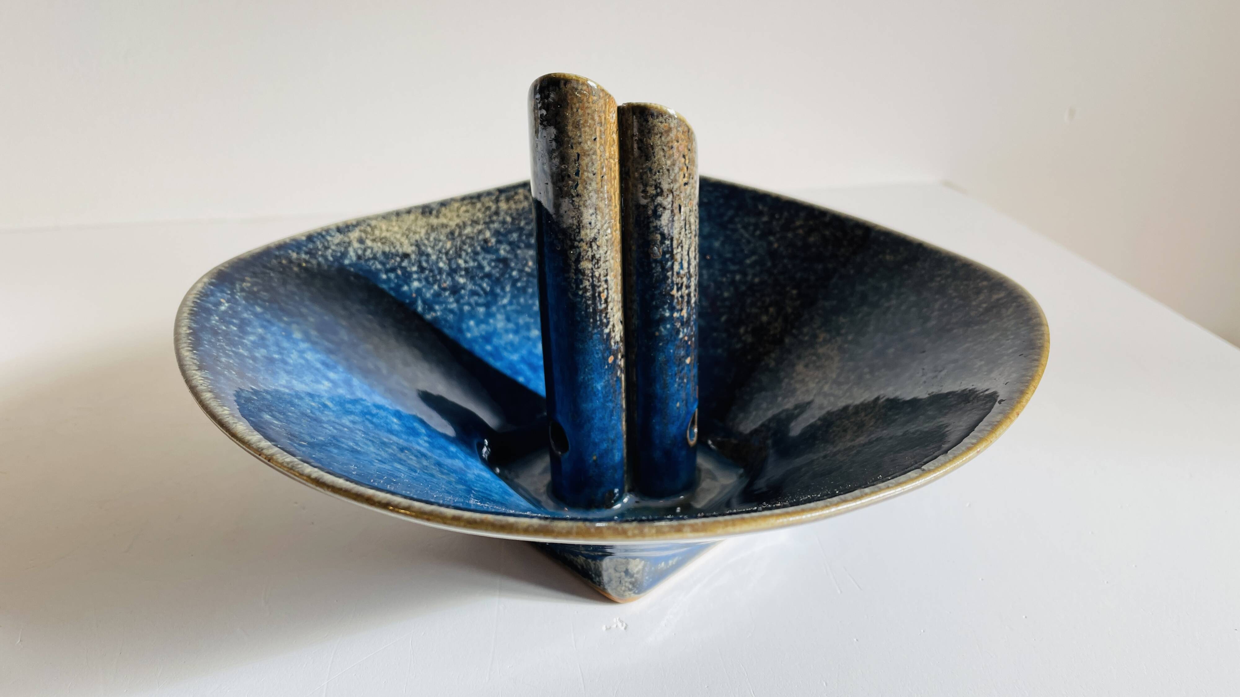 Vase céramique bleue vintage