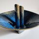 Vase céramique bleue vintage