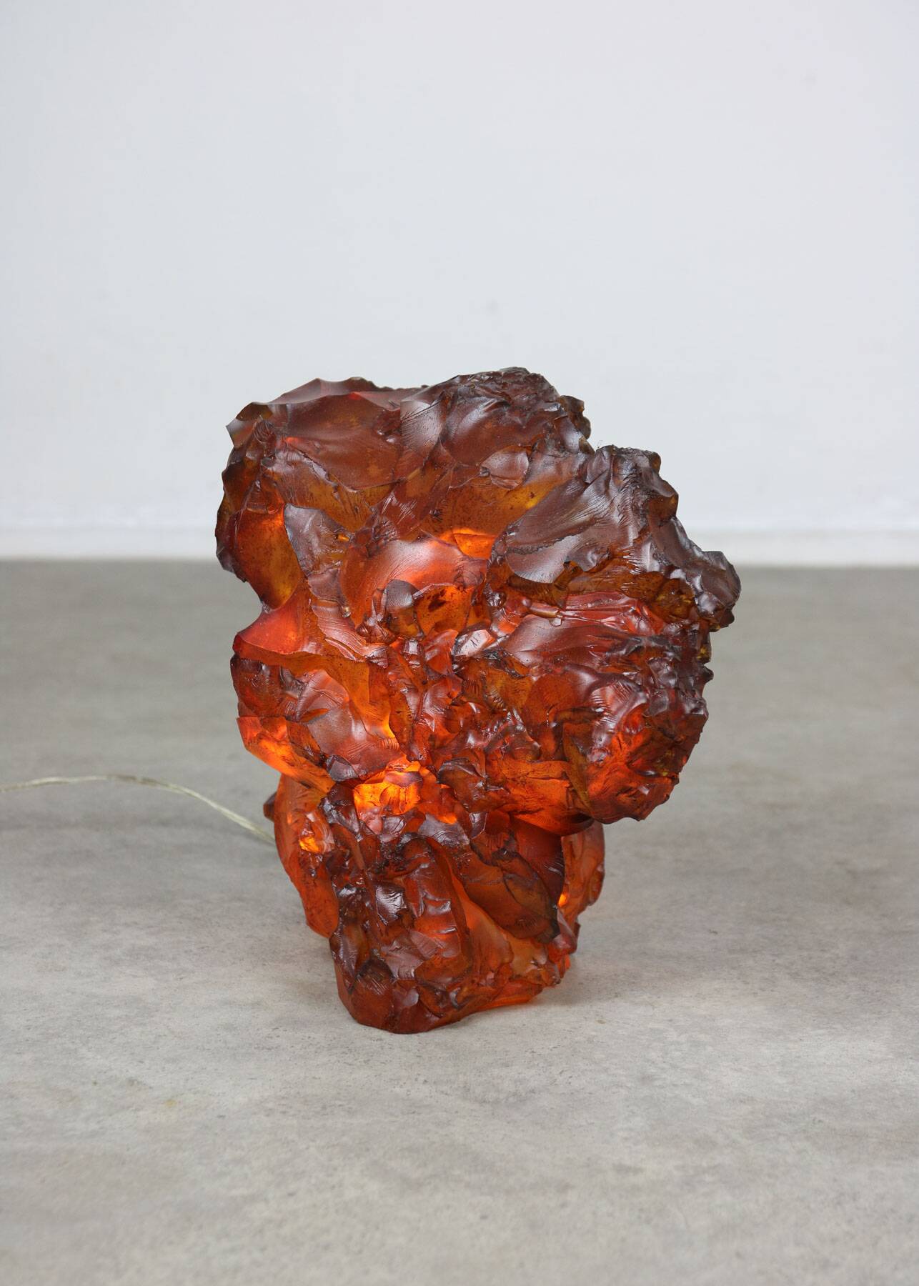 Vintage Italian Orange Sculpture Lamp, 70s