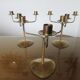 Series of 3 70s gold metal candlesticks
