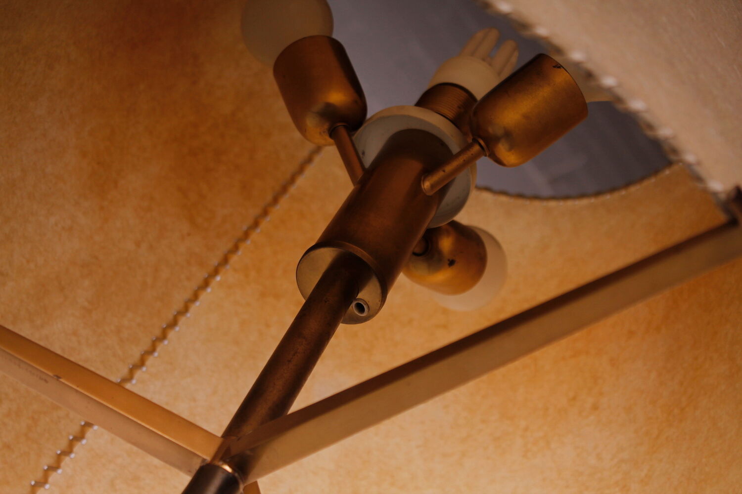 Brass and Cherry Floor Lamp, 1950s