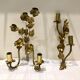 Paire d’appliques fleurs et feuilles laiton