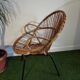Vintage basket chair in rattan and metal – 1950s/60s