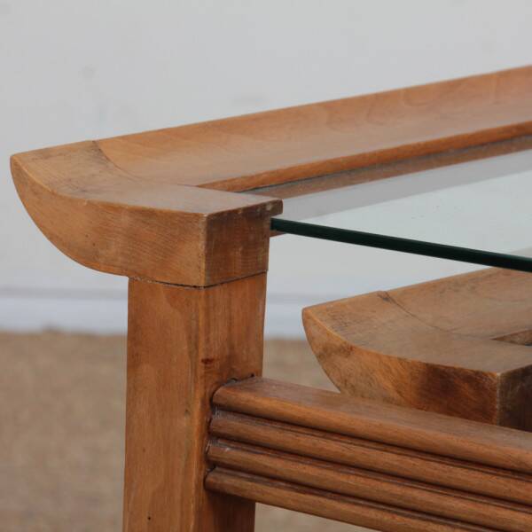 Suite de 3 tables gigognes en noyer par Maxime Old, circa 1940