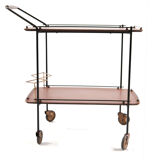 MId-Century Teak Bar Trolley with Bottle Holder, Italy 1960s