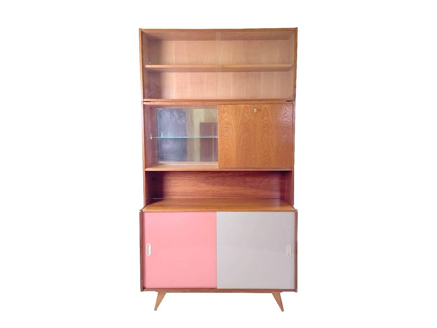 Vintage U-452 cabinet with display case and bar - Jiri Jiroutek
