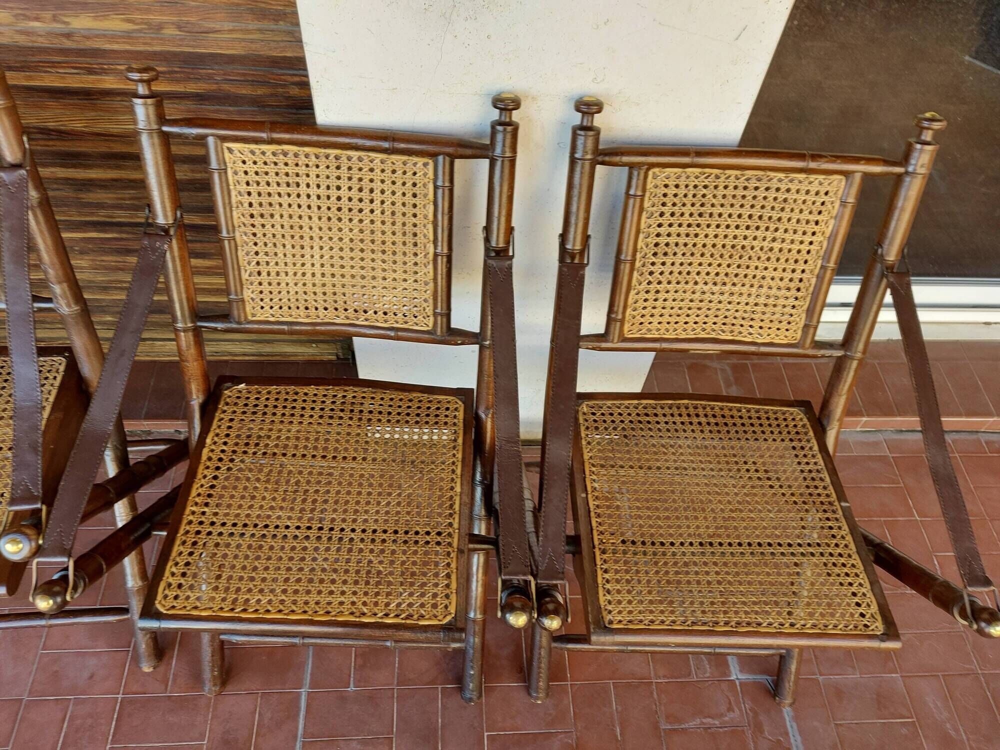 Set of 4 folding chairs old colonial style