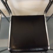 Set of 6 vintage Italian stackable chairs in chrome metal and skai.