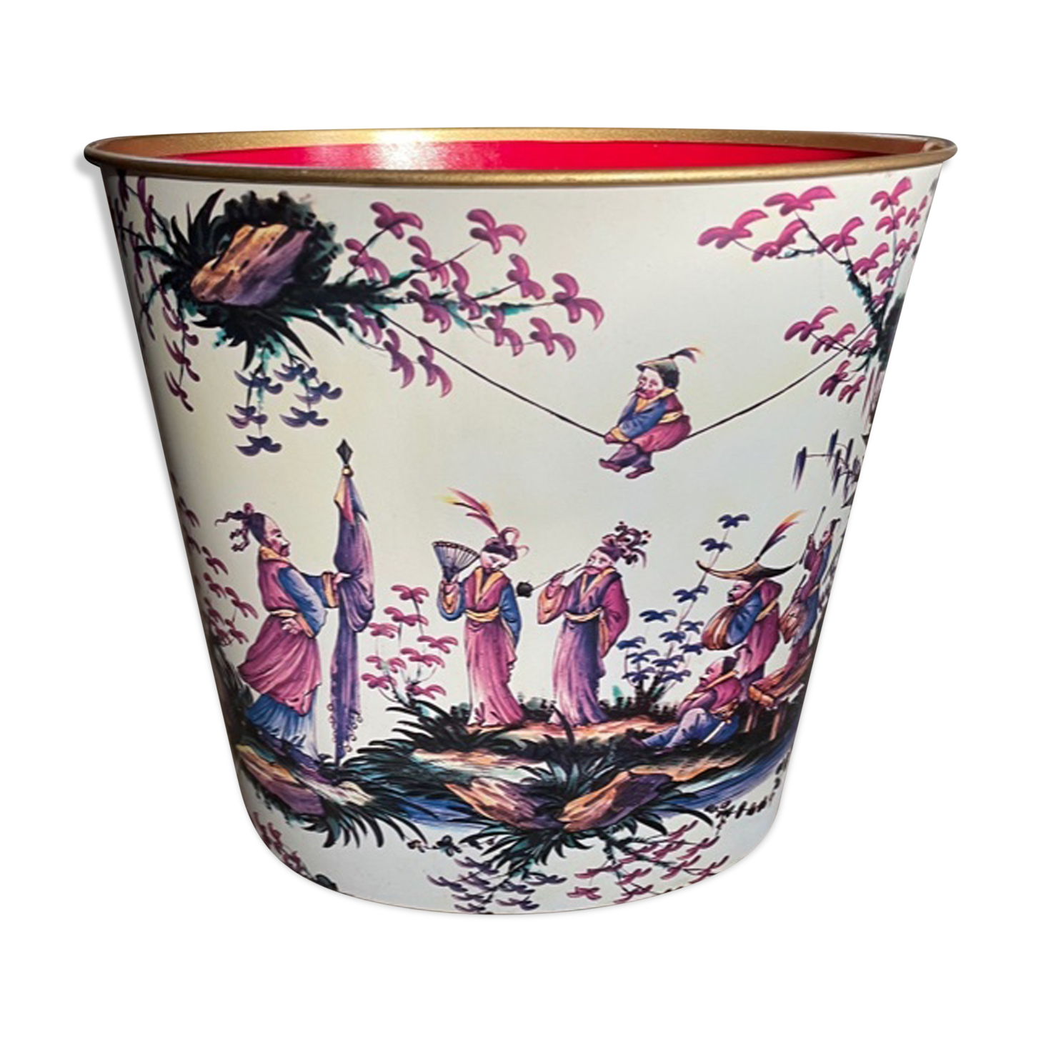 Silkscreened sheet metal paper basket 1960