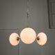 Mid-century brass and opaline glass chandelier