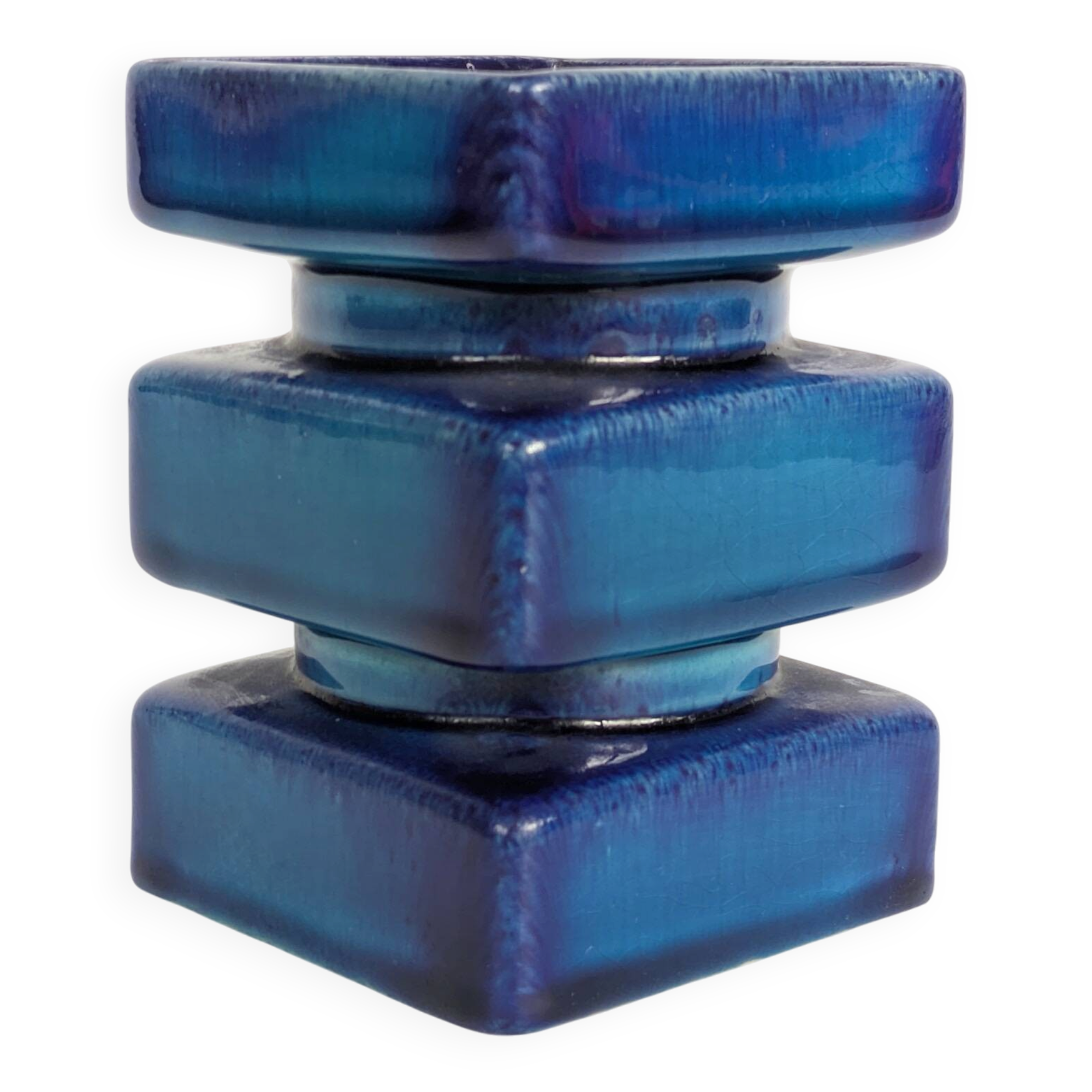 Cari Zalloni vase for Steuler, model 5101, Blue Space Age Ceramic