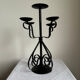 Vintage Brutalist large black wrought iron candelabra