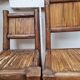 Pair of solid wood and bamboo chairs, brutalist style, 90 cm