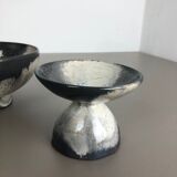 Set of 3 grey ceramic studio pottery vase objects by Otto Keramik, Germany 1980s