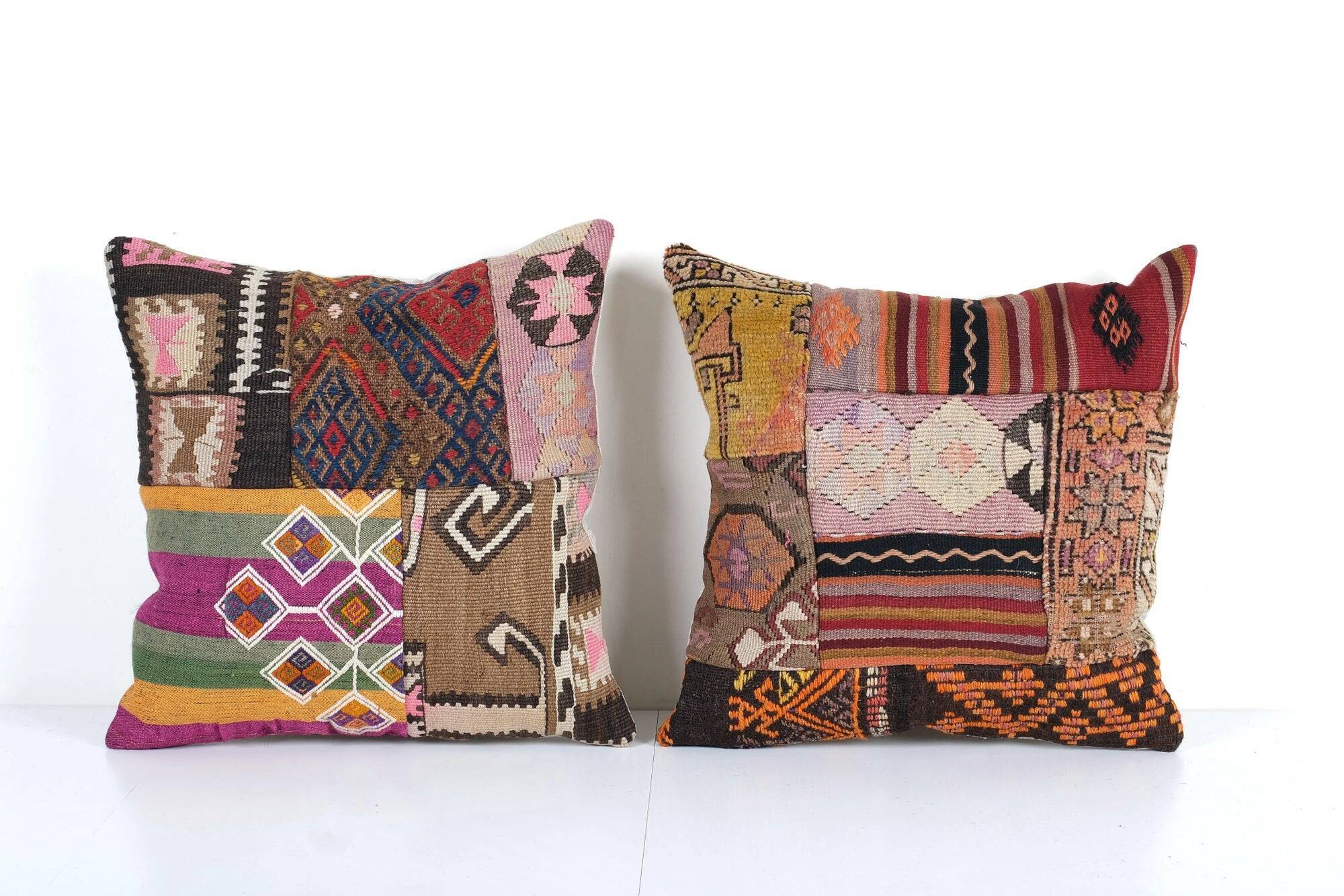 Set of 2 vintage kilim cushion covers 51x51 cm