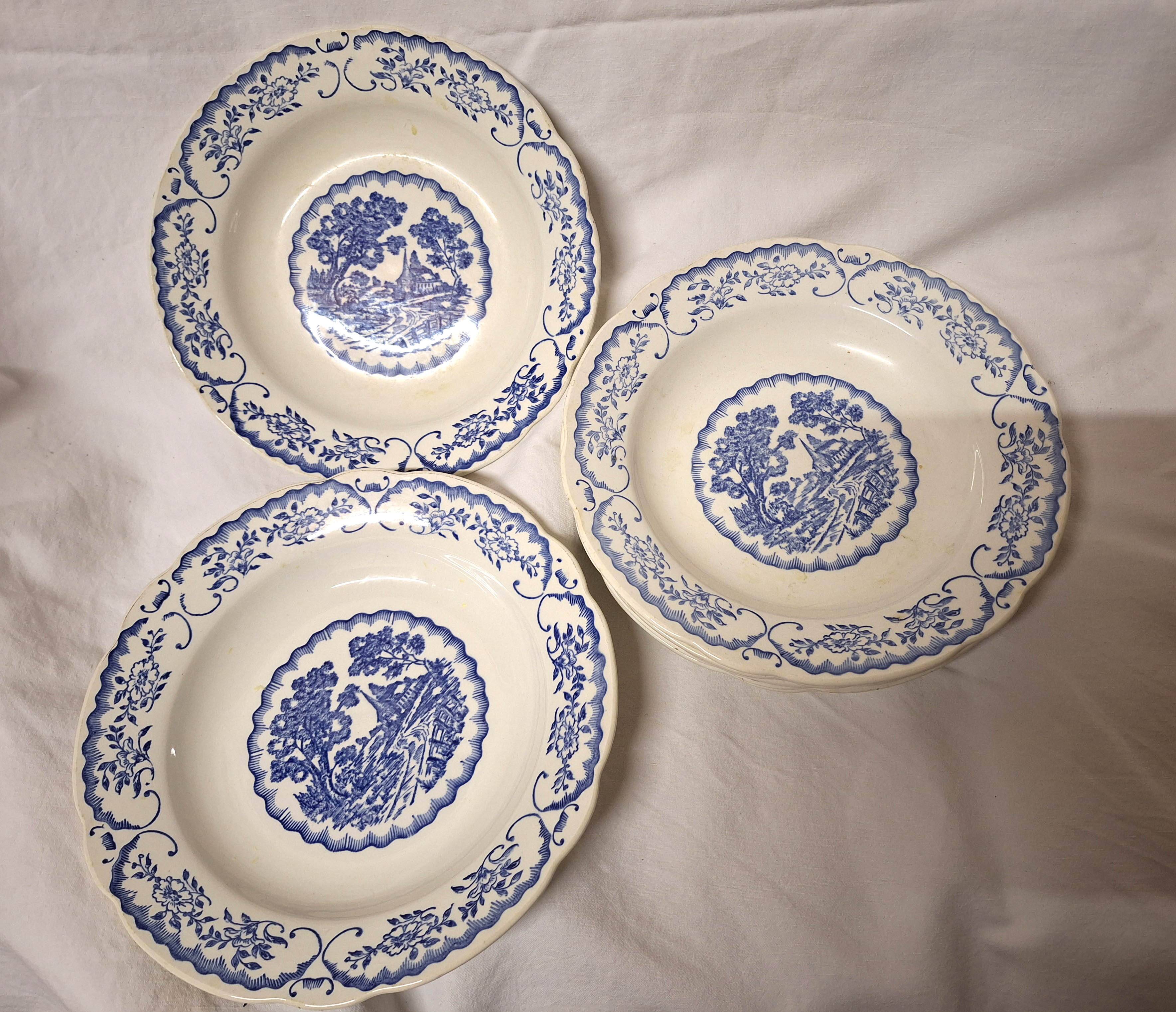 7 deep plates in Digoin Sarreguemines earthenware