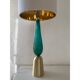 Green-sea brushed gold brass murano glass table lamp