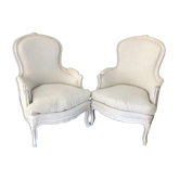 Pair of shepherdesses chalk linen fabric